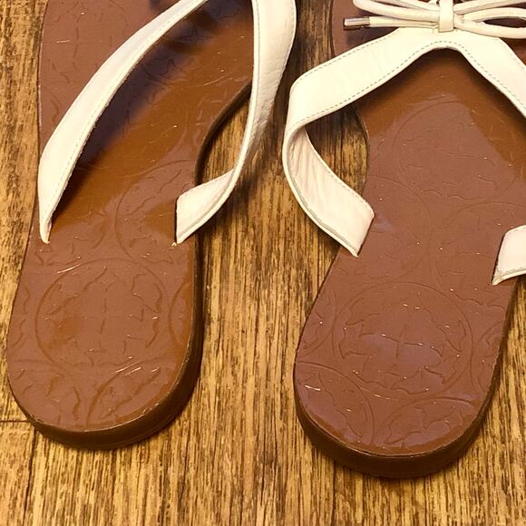 Kate Spade White Charles Vacchetta Leather Slip On Thong Sandals Size 8 - Picture 6 of 12